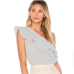 {L’ACADEMIE X REVOLVE} Revolve Cecil Blue One Shoulder Linen Top